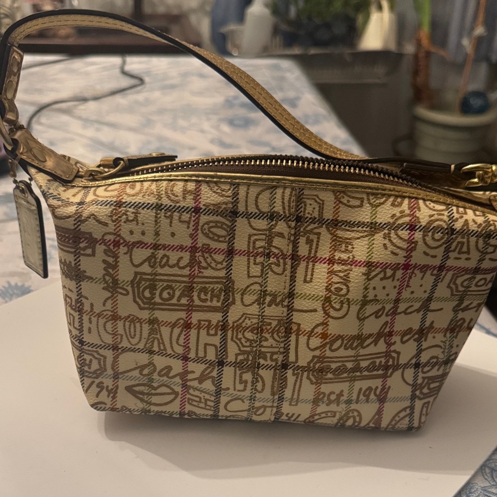 Coach Tan and Brown Signature Shoulder Bag